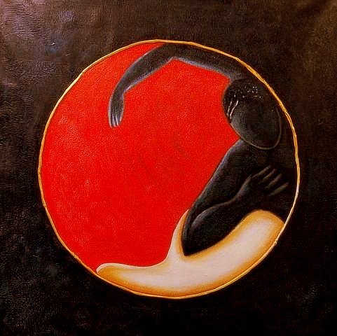 Abstract schilderij yoga yin yang