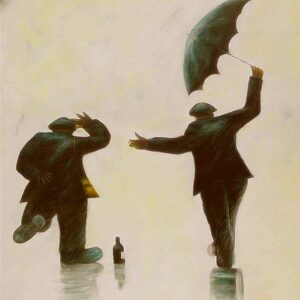 Schilderij “Mannen in de regen 40”