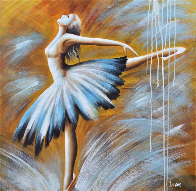 Schilderij van een mooie ballerina