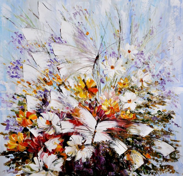 schilderij_kleurrijke_vlinders_en_bloemen