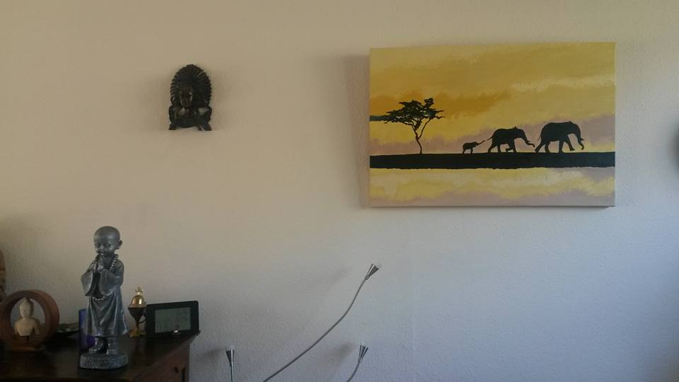 Schilderij drie olifanten
