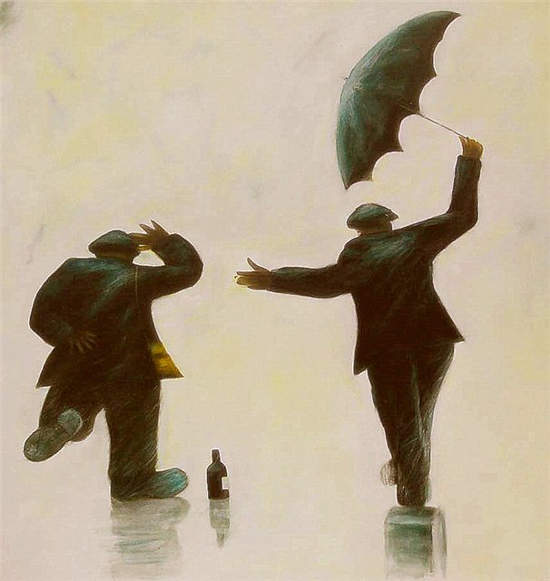 schilderij_twee_mannen_regen