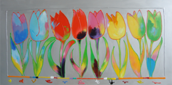 kleur in kunst - alle tulpen op een rij