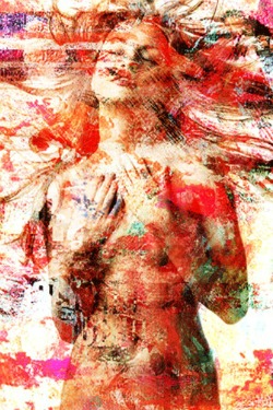 Digitale kunst - girl on white and red