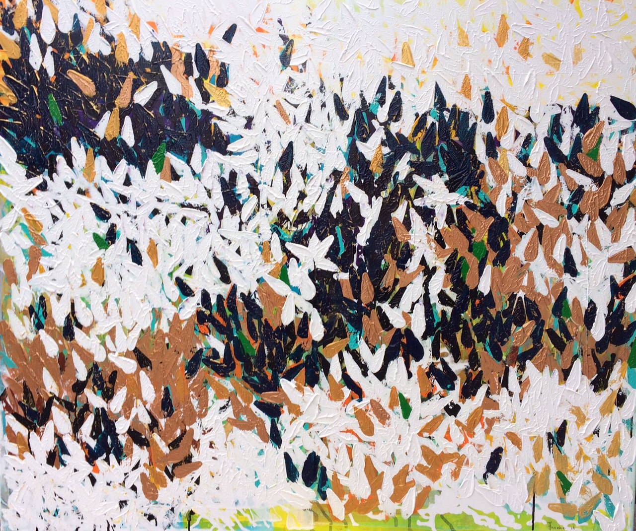 abstract schilderij ijsbloemen Anneke Swanink