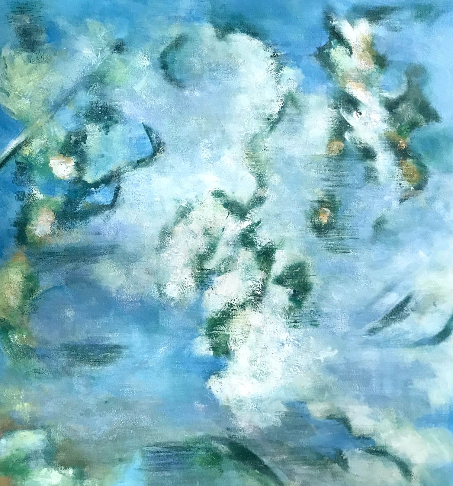 abstract schilderij wolken bloesem