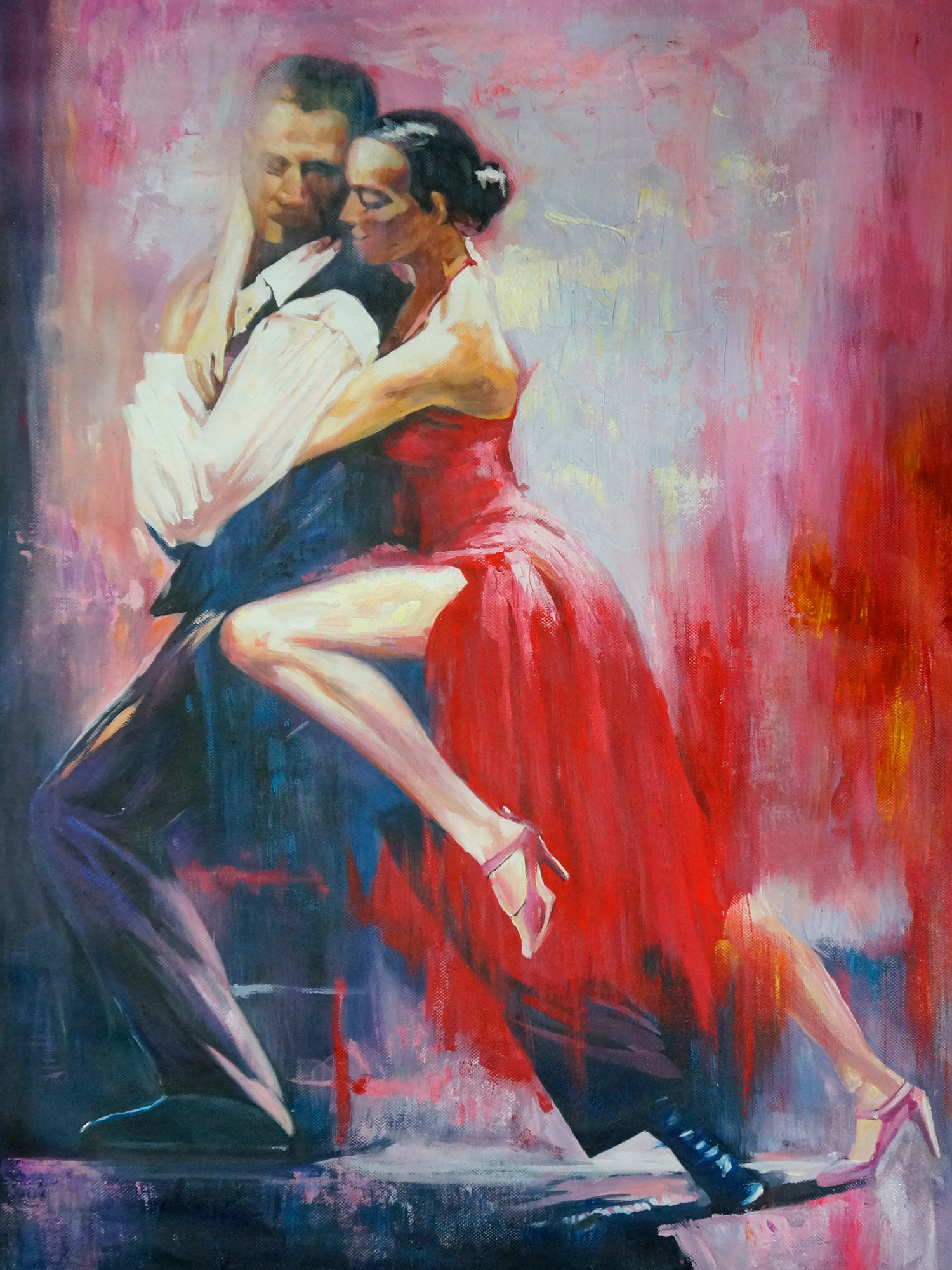 romantische shilderij dansend flamenco stel