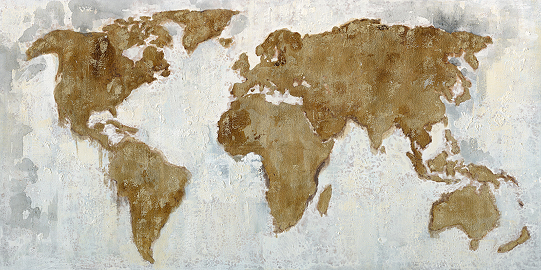 schilderij wereldkaart MTHA189 140x70cm