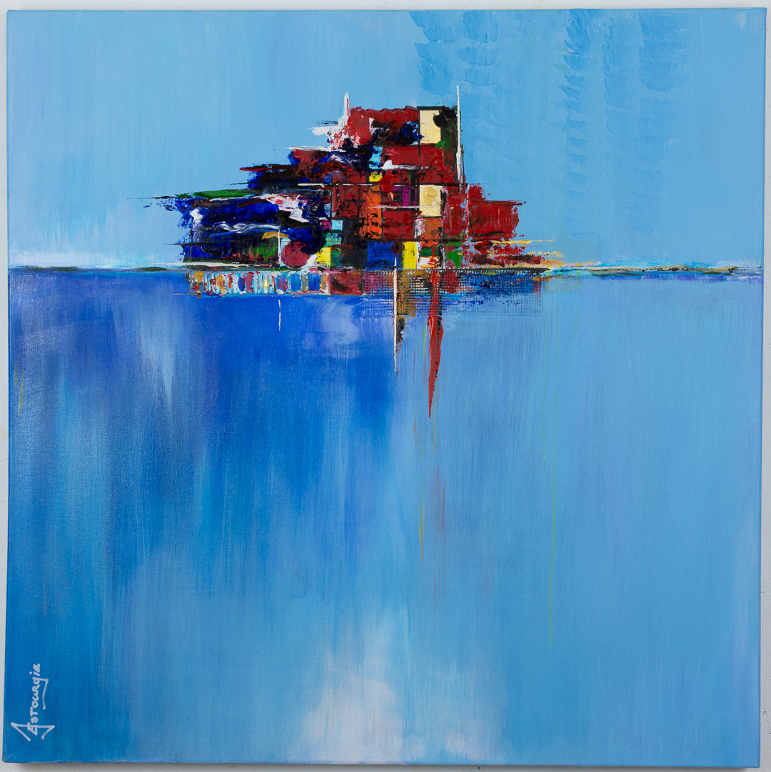 abstract schilderij Justin Estourgie 80x80 #422