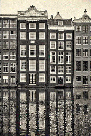 Aluminium schilderij “Martin – Grachtenpanden Amsterdam” van Mondiart