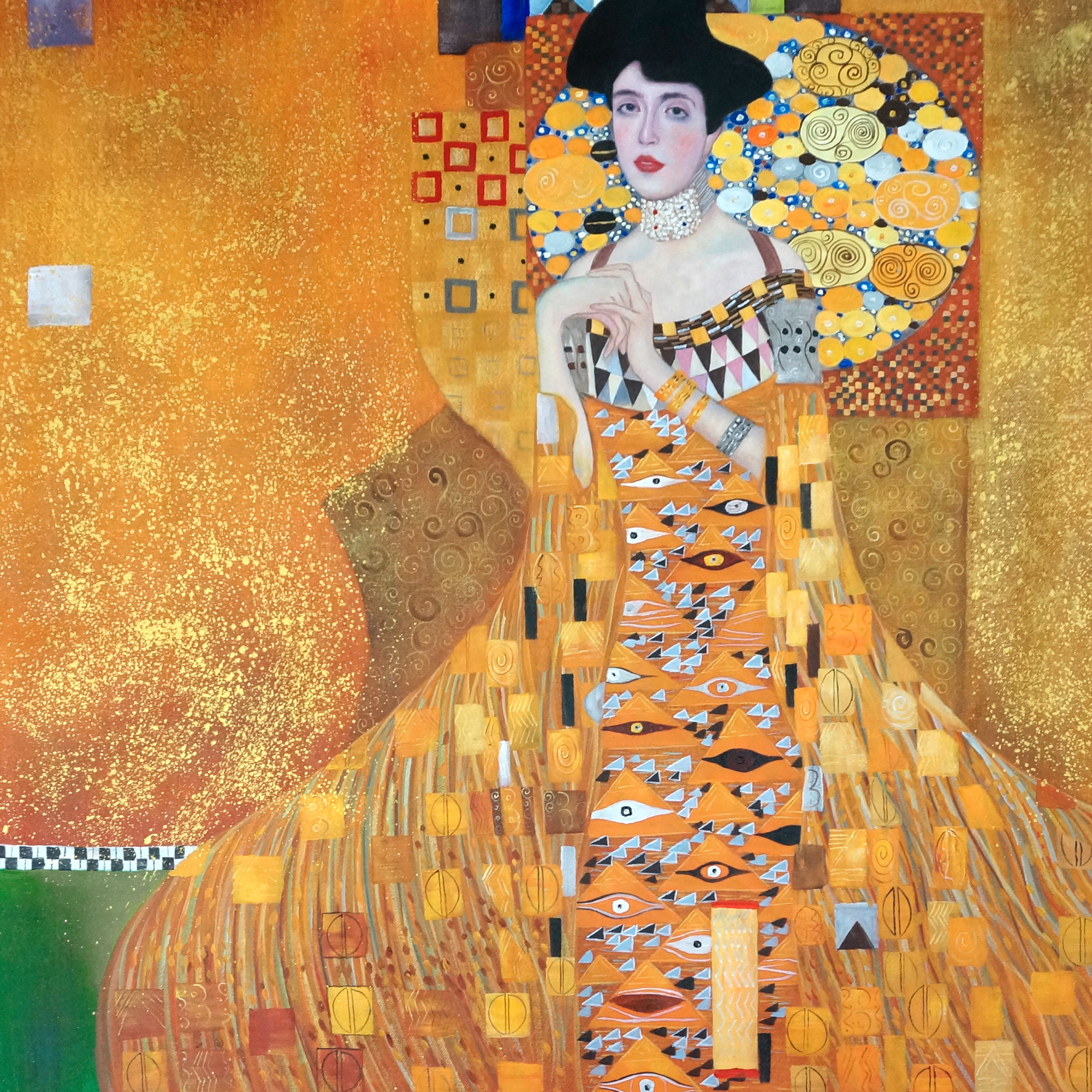koper Willen Gedragen Schilderij "Gustav Klimt - De jurk" te koop @ Betaalbarekunst.nl. Dit  schilderij is handgeschilderd, opgespannen en klaar op op te hangen.