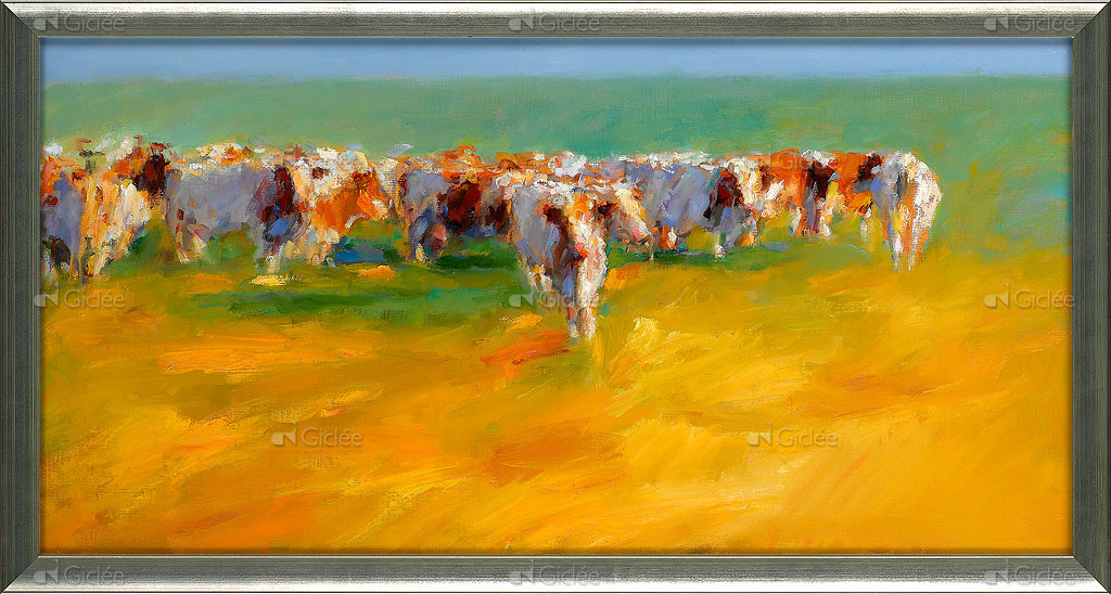 Rode koeien in laat zomerlicht