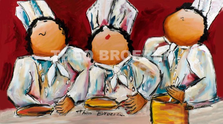 Dikke dames schilderij “Chef Koks” van Theo Broeren