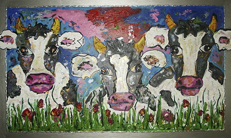 schilderij drie koeien frontaal