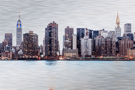 Aluminium schilderij “Manhattan skyline” van Mondiart