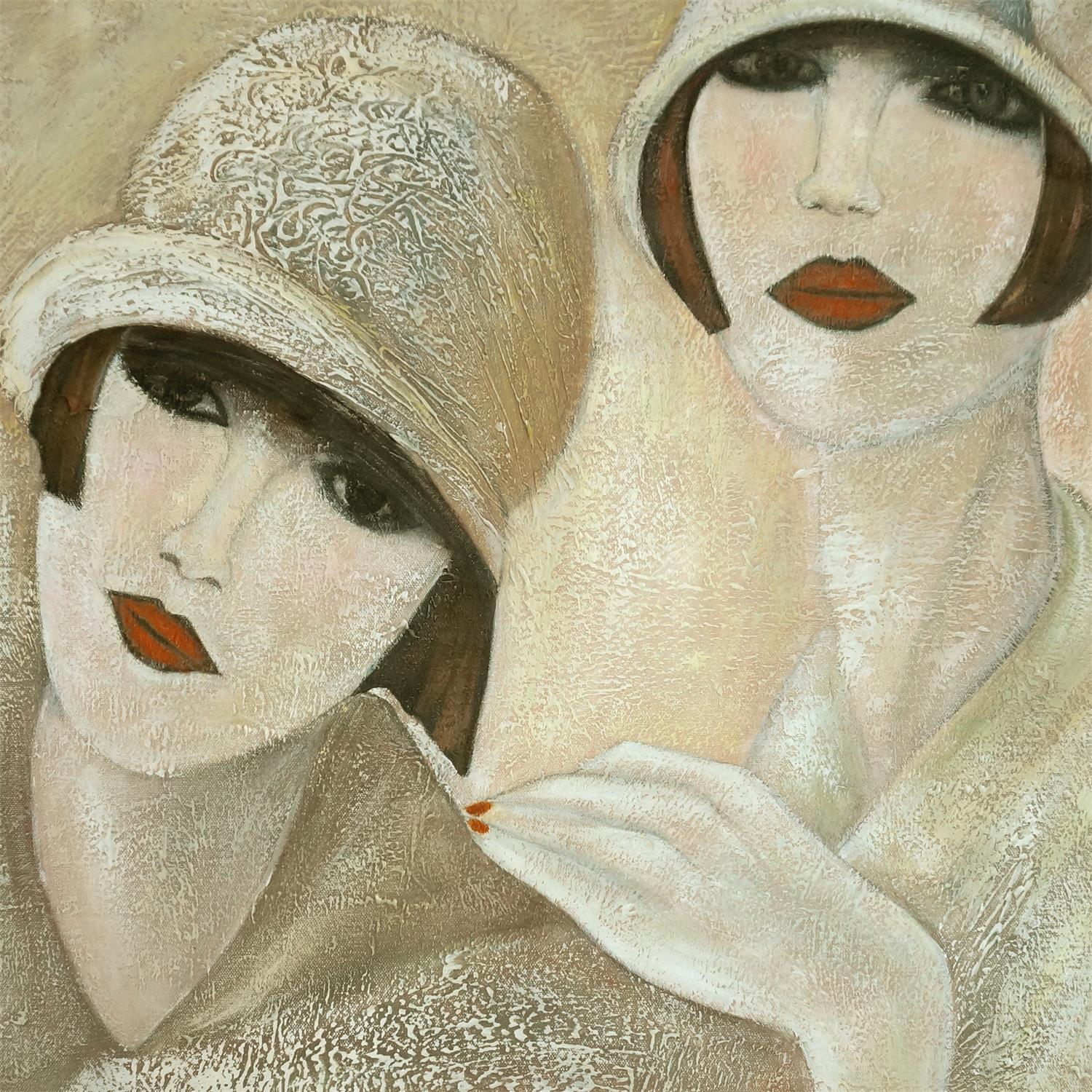 twee elegante dames kunstwerk schilderij