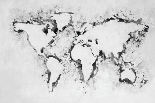 wereldkaart white schilderij