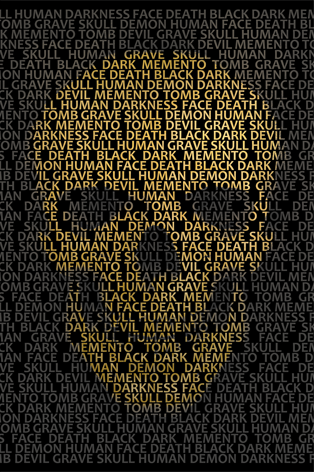 1120063 GOLD002 HUman skull in typography