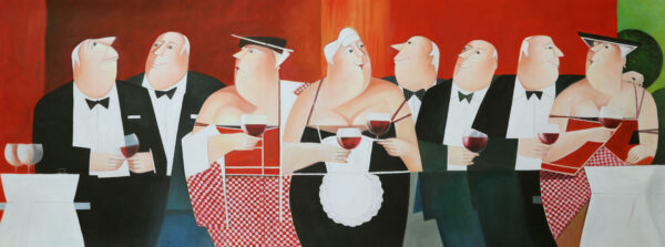Gezellig diner, schilderij EA89L, moderne kunst