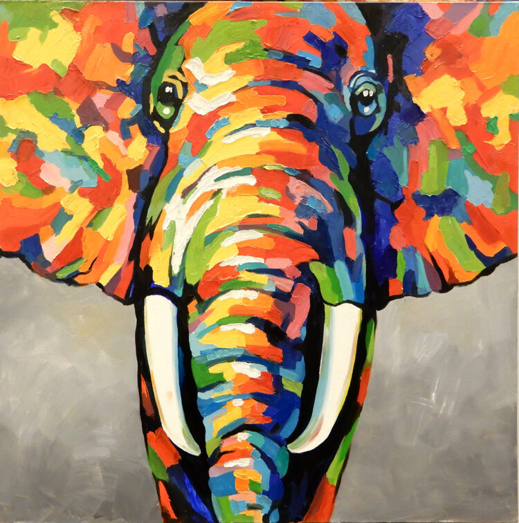 Schilderij “Kleurrijke olifant”