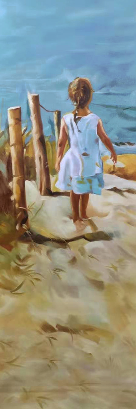 schilderij meisje op het strand