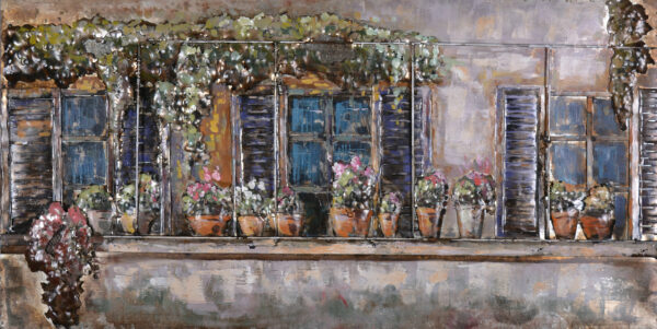 Balkon met bloemen metlane schilderij 210