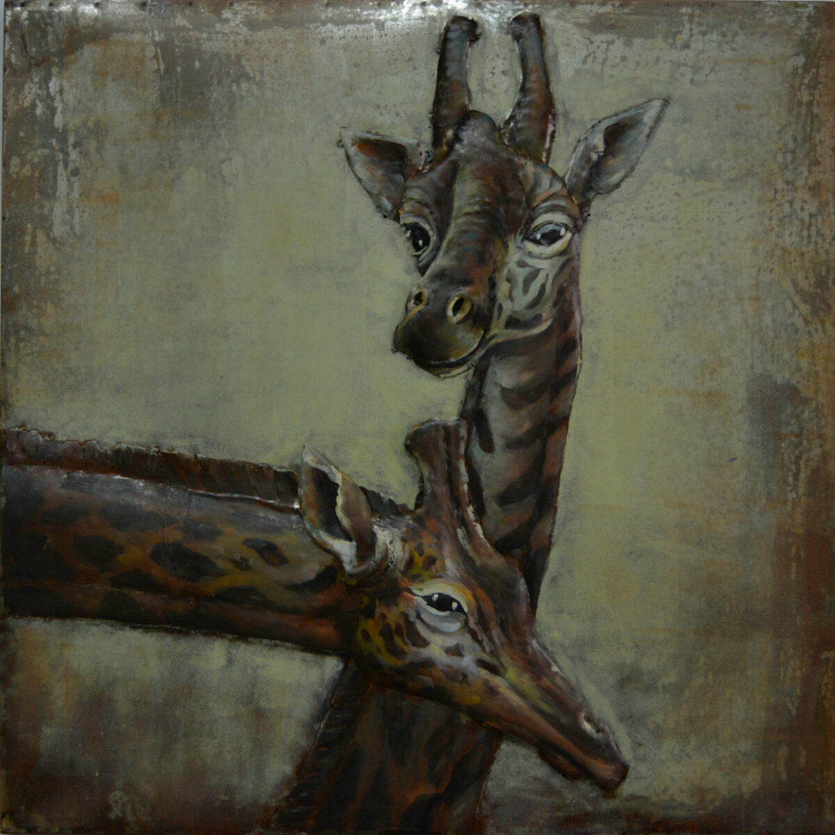 Giraffe Giraffe metalen schilderij 142