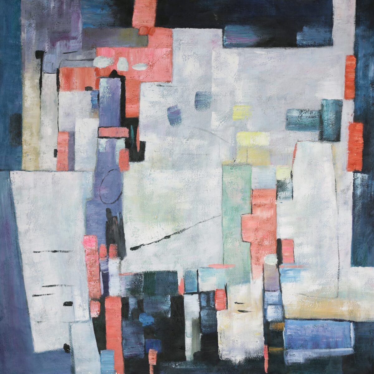 abstract schilderij met vakjes lozo