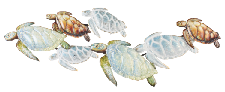 Metalen wanddecoratie “Sea Turtles Journeying”