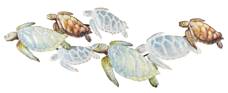 Metalen wanddecoratie Sea Turtles Journeying