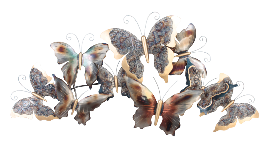 Metalen wanddecoratie Butterflies in unison