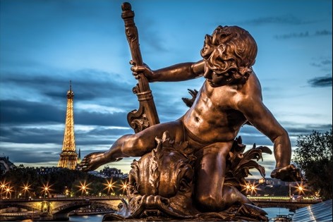 Aluminium schilderij “Paris View Statue” van MondiArt