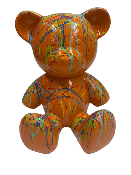 beeld teddybeer oranje spetters 180804-orsp