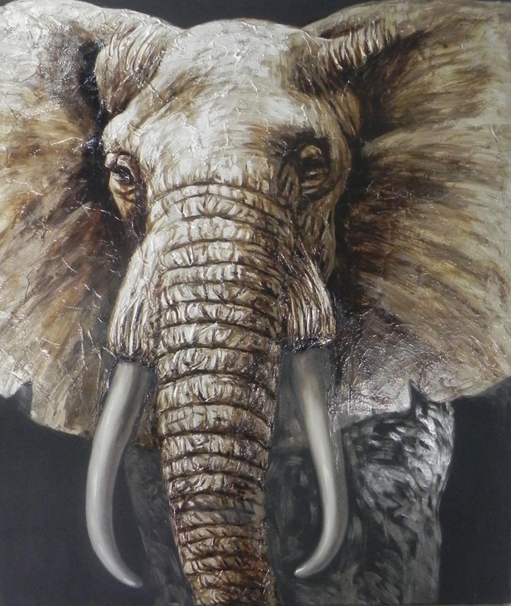 Aanleg Geduld gek Schilderij "The Elephant" te koop @ Betaalbarekunst.nl. Dit schilderij is  handgeschilderd, opgespannen en klaar op op te hangen.