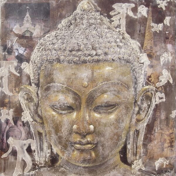 Productiecentrum Port Kilometers Aluminium schilderij "Buddha portret" van Mondiart te koop @  Betaalbarekunst.nl. Schitterende foto geprint op dibond. Dit goedkope  kunstwerk is leverbaar in glans of mat en inclusief ophangsysteem.