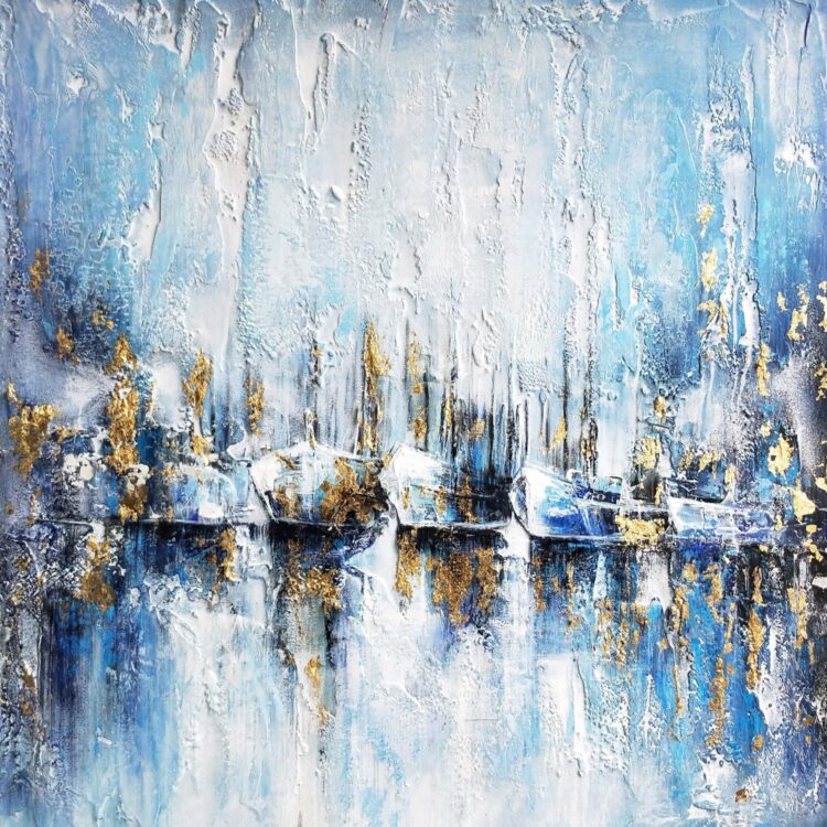 Schilderij “Boats through the Fall”