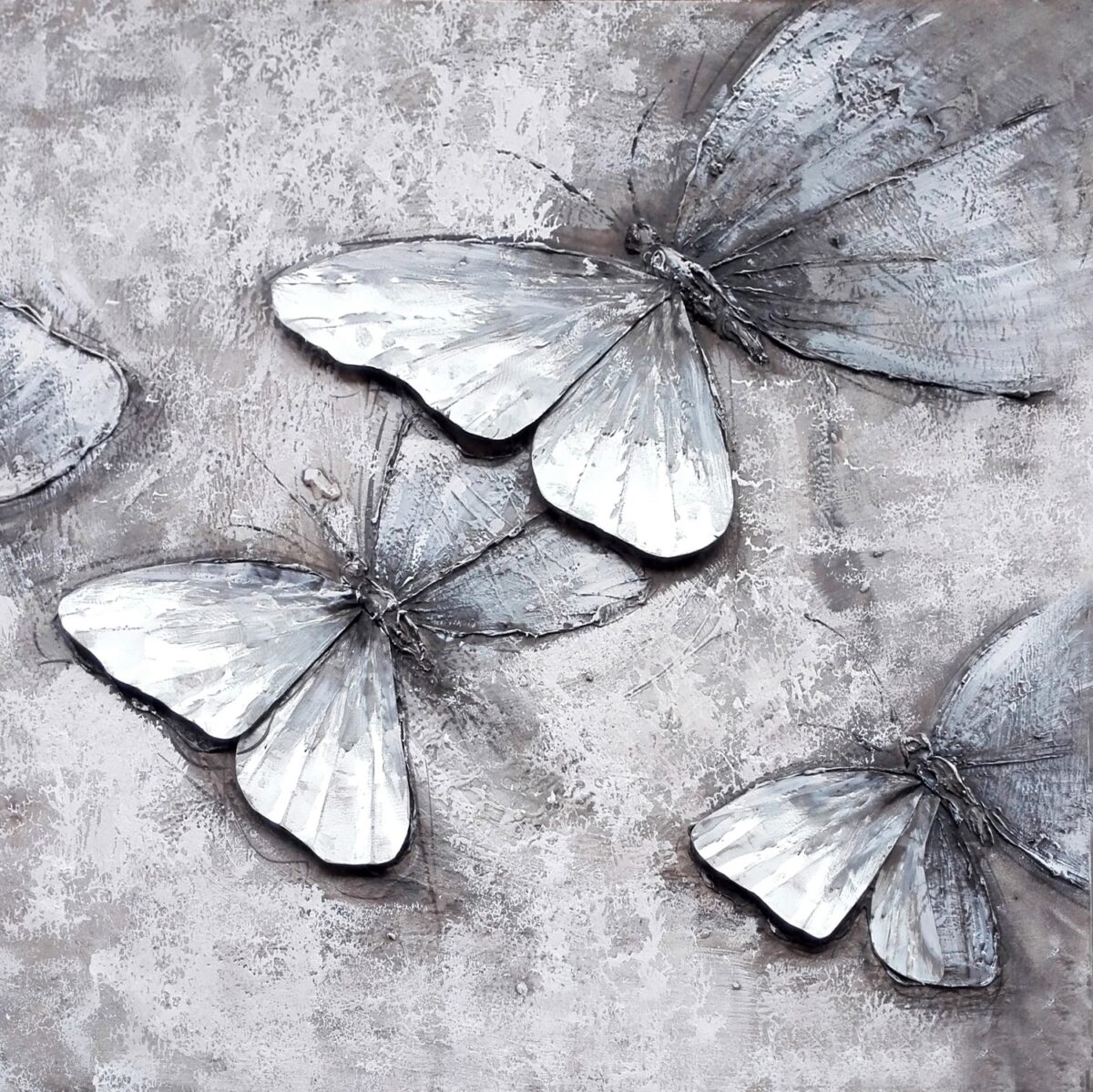 Schilderij Butterflies in Grey Vlinders Antiek GS-P6021