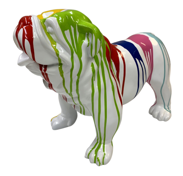 kunststof beeld engelse bulldog wit druipers