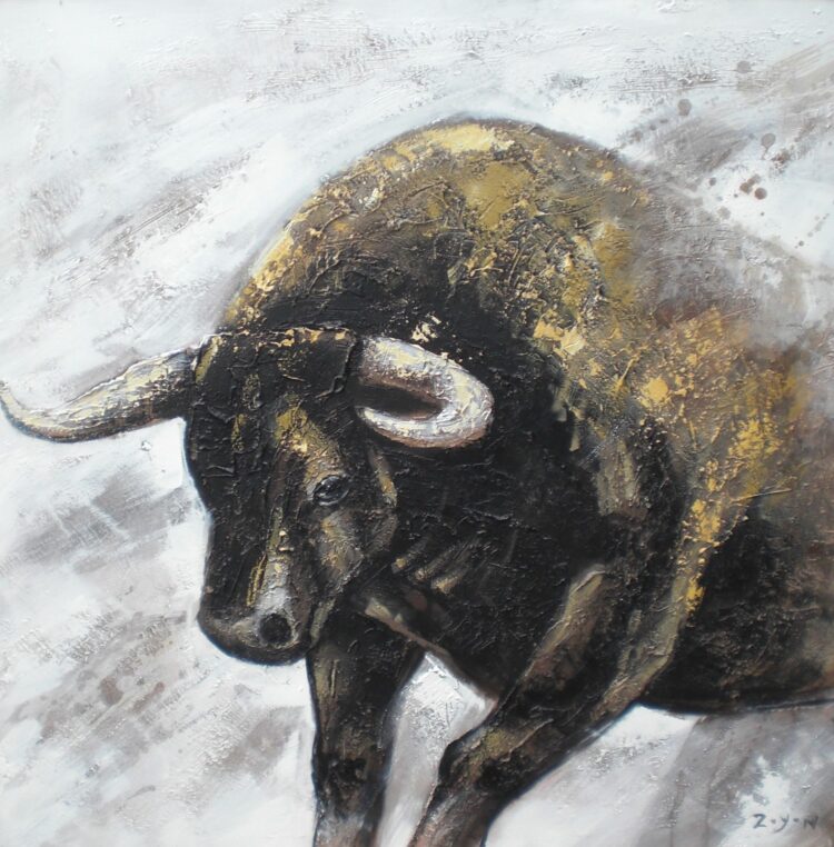 Schilderij “Intimidating Bull”