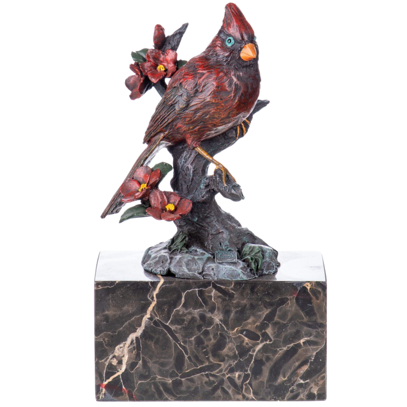 Bronzen beeld The Northern Cardinal Vogel Bloemen MH-BT859