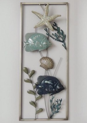 Metalen wanddecoratie Ocean Treasures Vissen Schelpen GS-A8