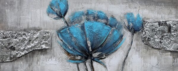 Schilderij Blue Beauty Bloemen Stenen GS-P0548