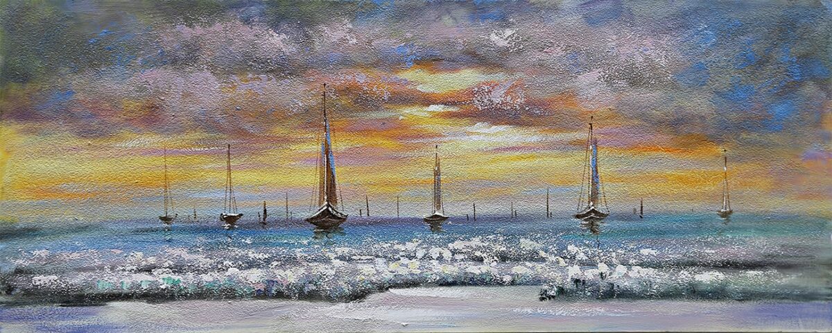 Schilderij Sailing Through Sunset Zeilboten Horizon GS-F5730