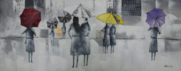 Schilderij “Rainy Day for Umbrella’s”