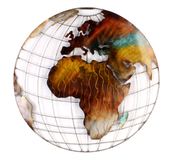 Metalen wanddecoratie All over the Globe Wereld Kaart RI-1410