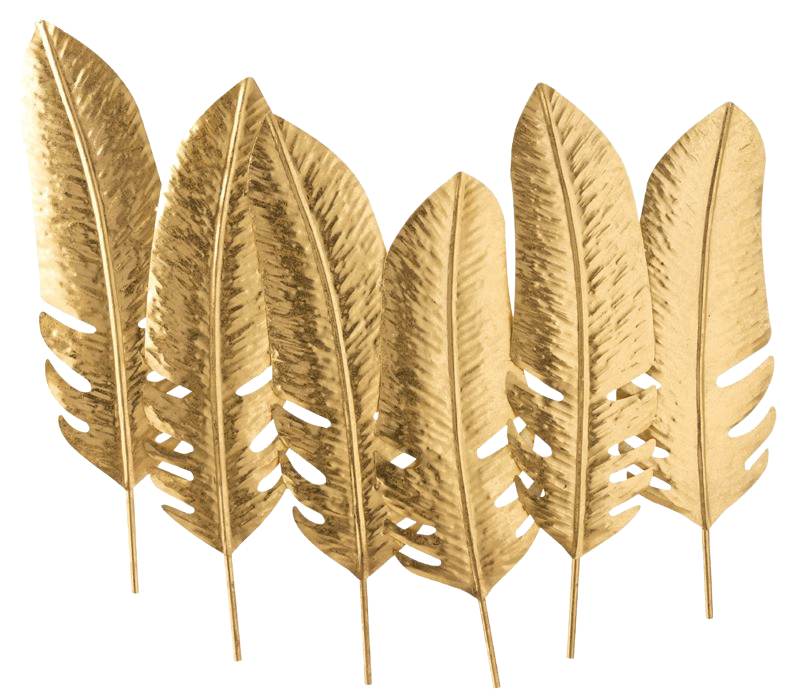 Metalen wanddecoratie Golden Feathers Veren Goud JO-7632