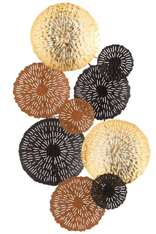 Metalen wanddecoratie Shiny Coral Koraal Cirkels JO-18325
