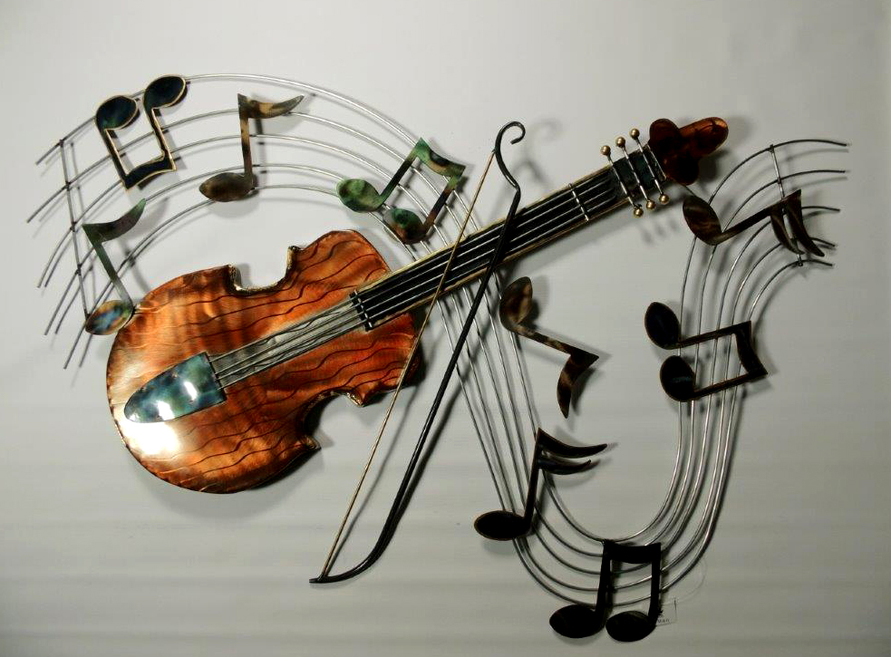 Metalen wanddecoratie Violin Groove Viool Muziek Notenbalk SG-FM32236