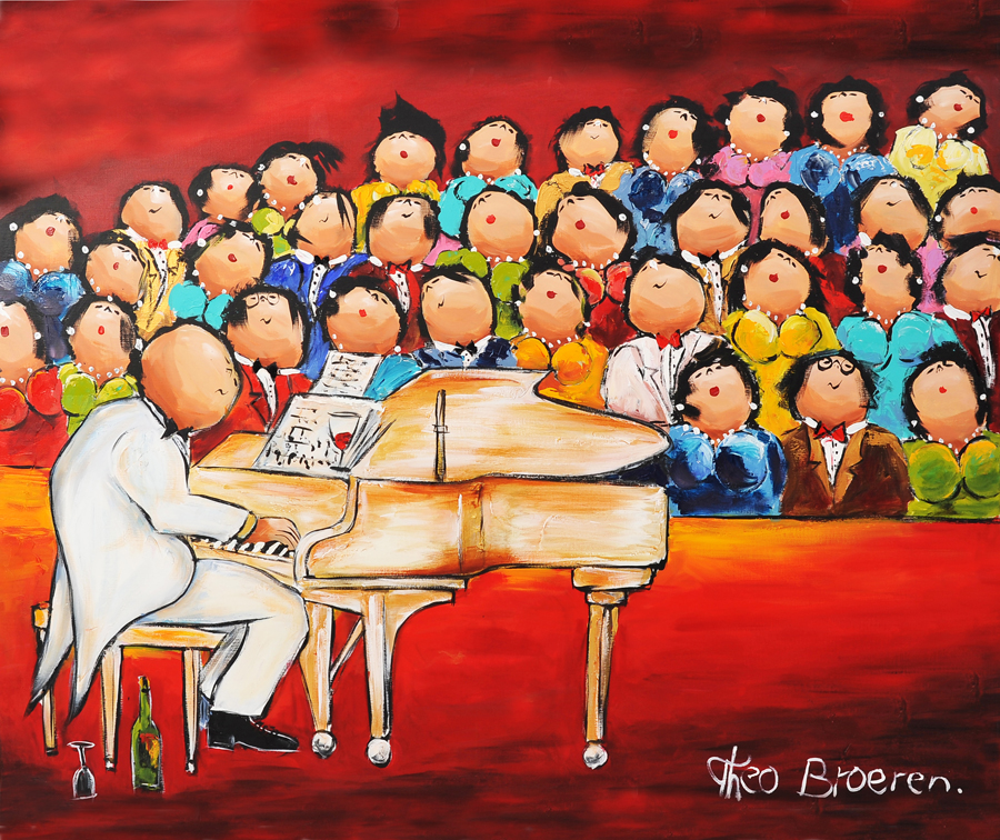 Piano Concert Dikke Dames schilderij Theo Broeren