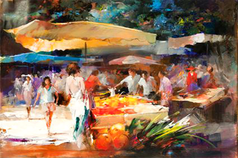 Schilderij Fruitmarkt in Parijs Frankrijk Personen Vruchten EA-MA-1700017 copy